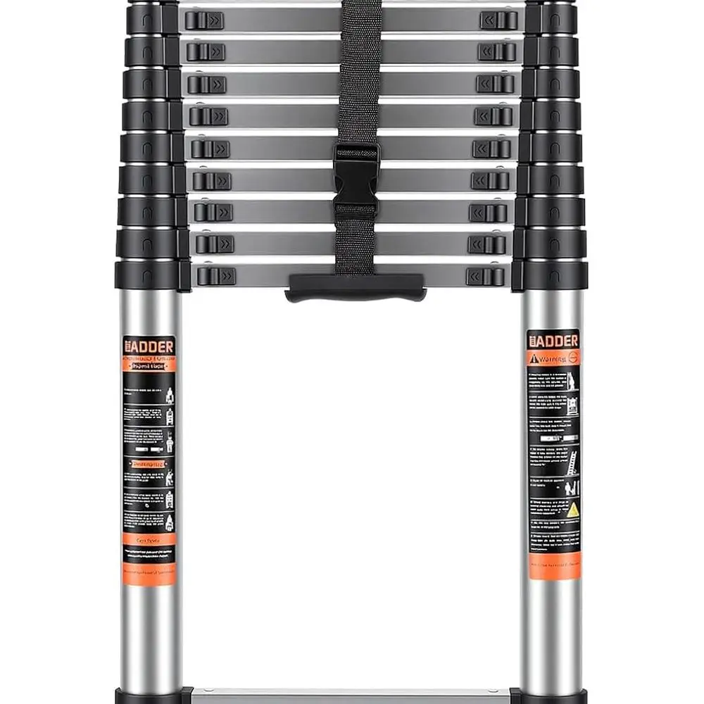 

Телескопическая лестница, удлинительная лестница 16,5 футов с крючками, стабилизаторы, колеса, сверхмощная максимальная емкость 330 фунтов, складная телескопическая лестница