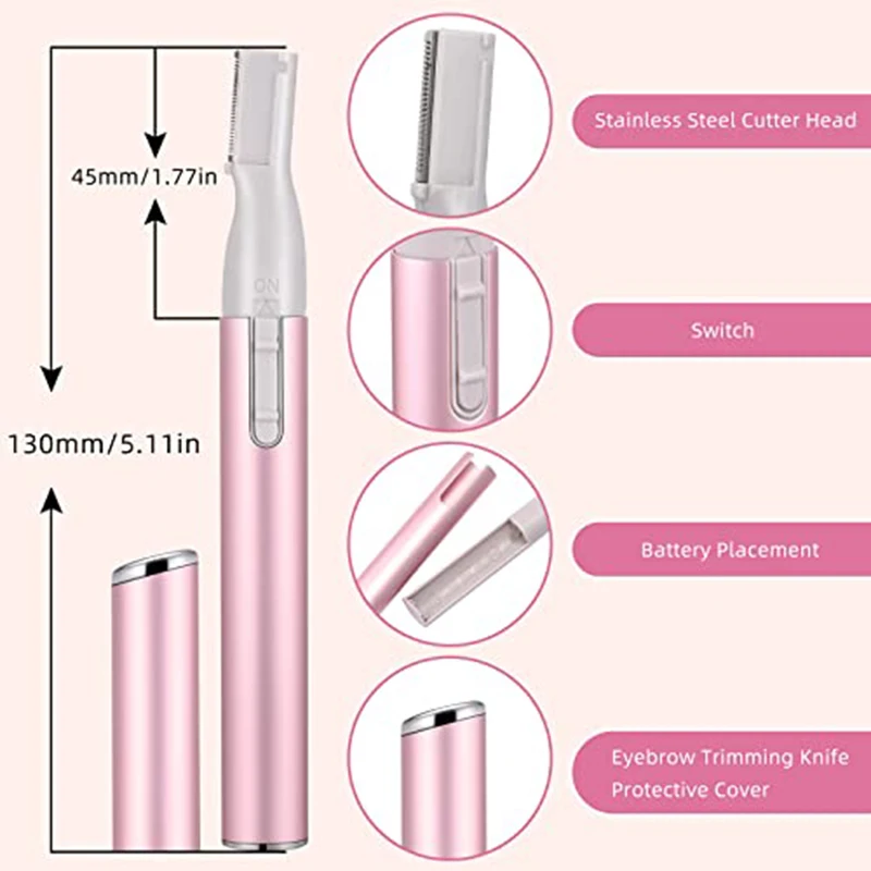 Electric Eyebrow Trimmer Shaver - Battery Powered Painless Facial Hair Remover Hair Trimmer Razor Tool for Personal Grooming