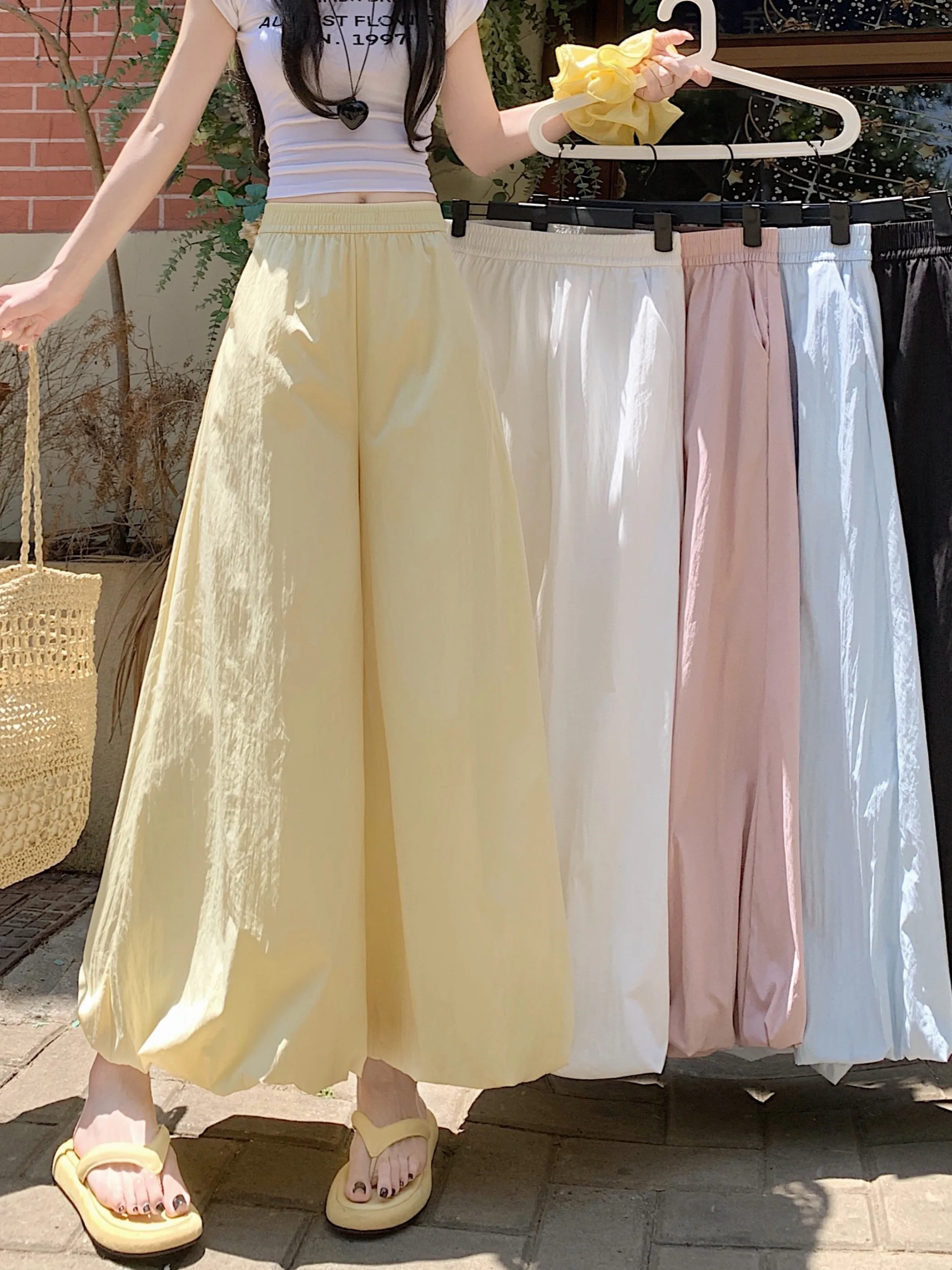 

plus Size Women's Summer Casual Pants Loose Fit High Waist Wide Leg Lantern Sle Drapey Comfortable Lazy Faion Trousers