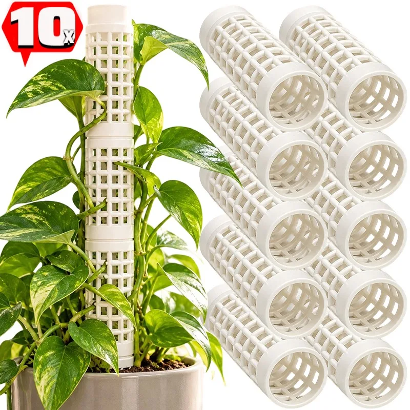 5/10Pcs Plant Support Poles White PP Mesh Trellis for Climbing Houseplants Breathable Drainage Grid Fillable Rooting Tower Grid