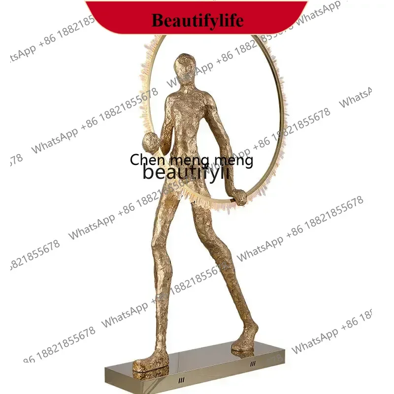 

D178 Y Living room floor lamp gold ring crystal portrait lobby sculpture lamp exhibition hall lamp