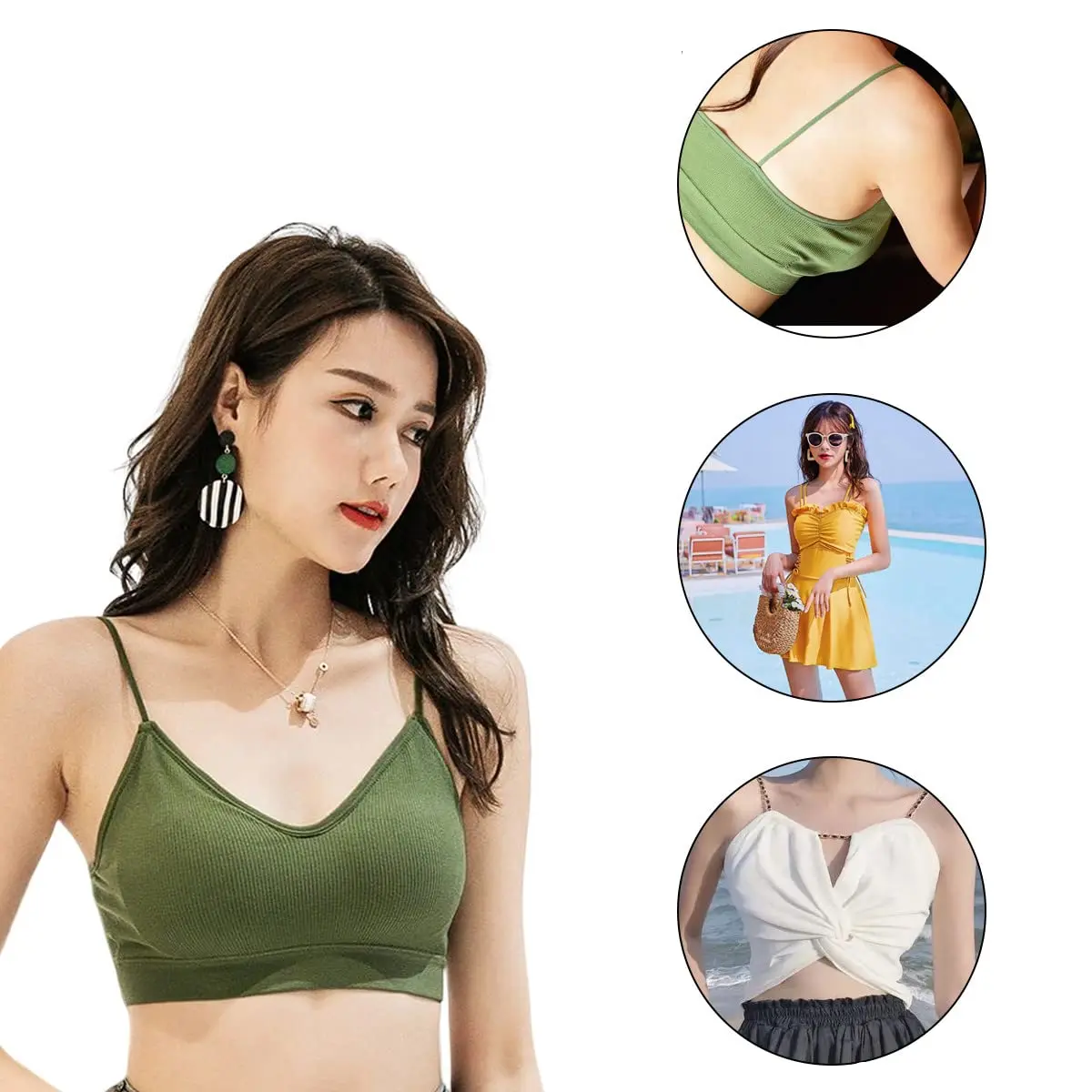 Camisole Bras for Women Camisole Bralettes Seamless Sports Bra with Straps and Removable Pads for Women Girls 2Pack