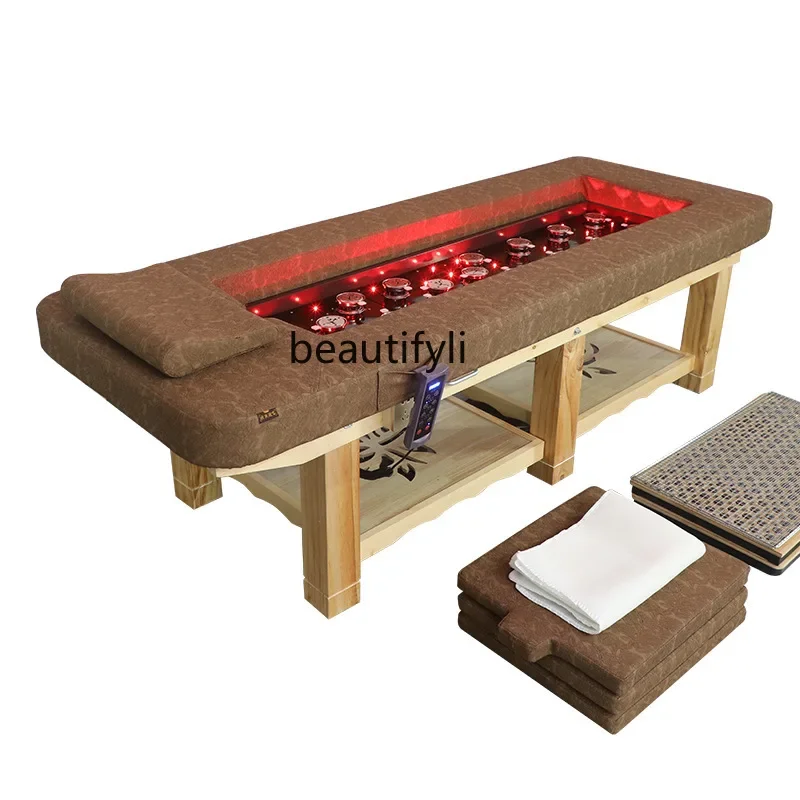 Smoke-Free Moxibustion Bed Household Steaming Bed Whole Body Moxibustion Beauty Salon Solid Wood Massage Infrared