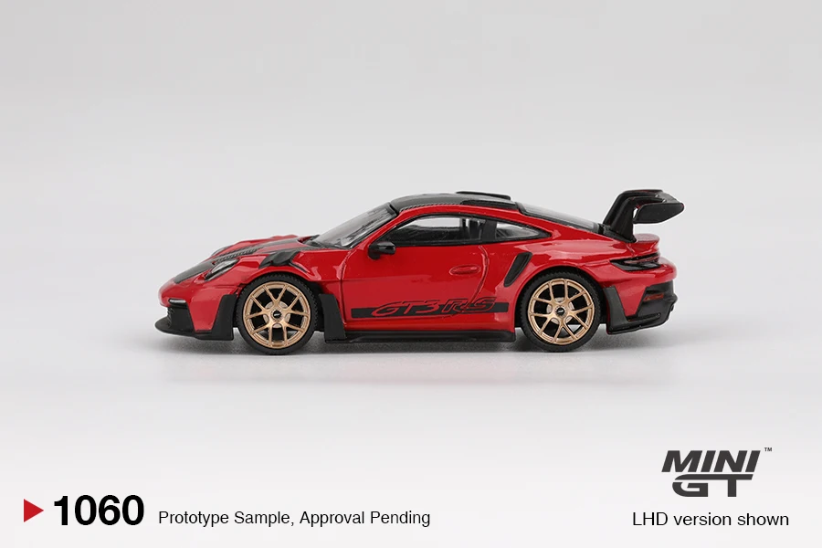 Minigt 1/64 porsche 911 (992) gt3 rs weissach pacote guardas vermelho MGT01060-CH carro liga diecast modelo de metal crianças brinquedos meninos