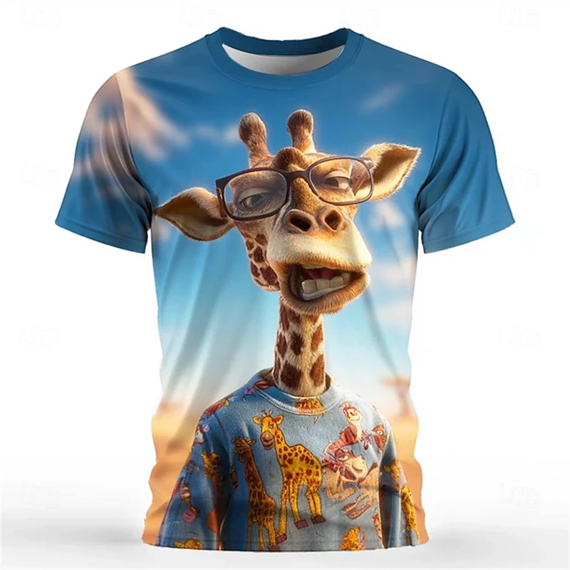 Abstract Animal Print Men's T-Shirt 3D Printed Summer Casual Crew Neck Top Vacation-Ready Relaxed Fit Short Sleeve T-Shirt