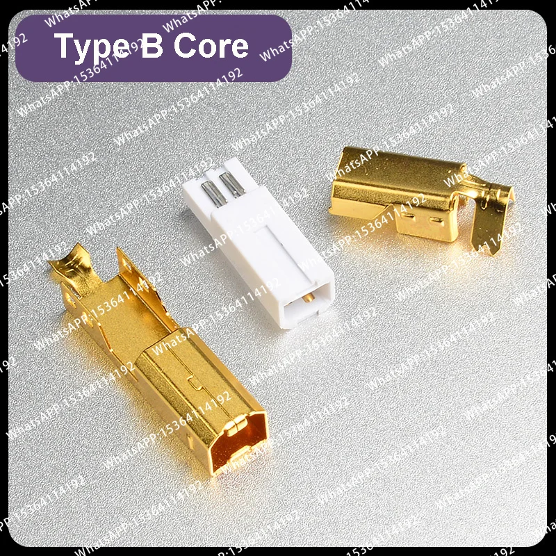 4pcs Gold-Plated USB A Connector USB B Jack Tail Type A Type B Type C Sockect DIY Copper Enclosure ​for HiFi Audio DAC