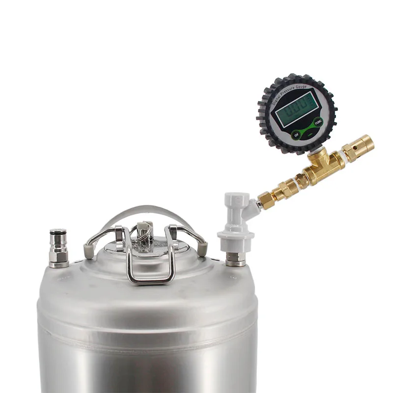 Ball Lock Spunding Valve Adjustable Pressure Relief Valve Assembly with Digital Gauge Beer Kegging Equipment