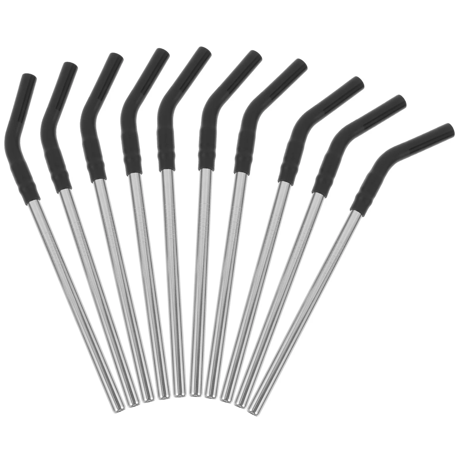 

10Pcs Metal Stainless Steel Reusable Straws Silicone Tips for Office Travel Camping Drinking Straws Reusable Straw