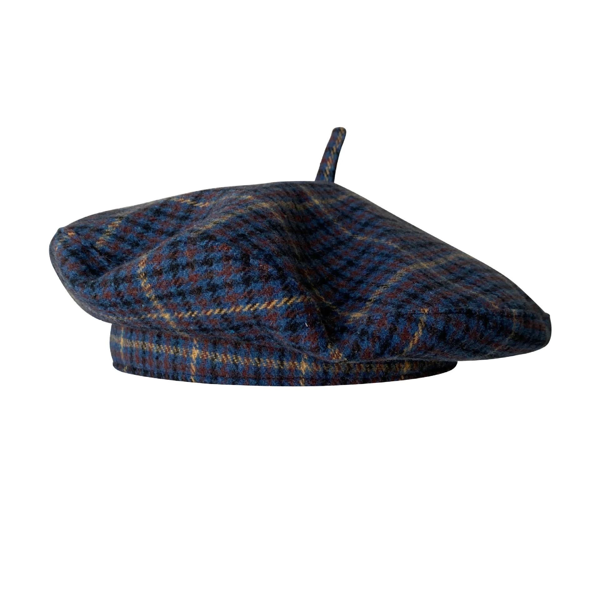 Vintage Plaid Beret Hat for Women Autumn New Arrival British Style Flying Saucer Beret,Face Slimming Japanese Artist Cap