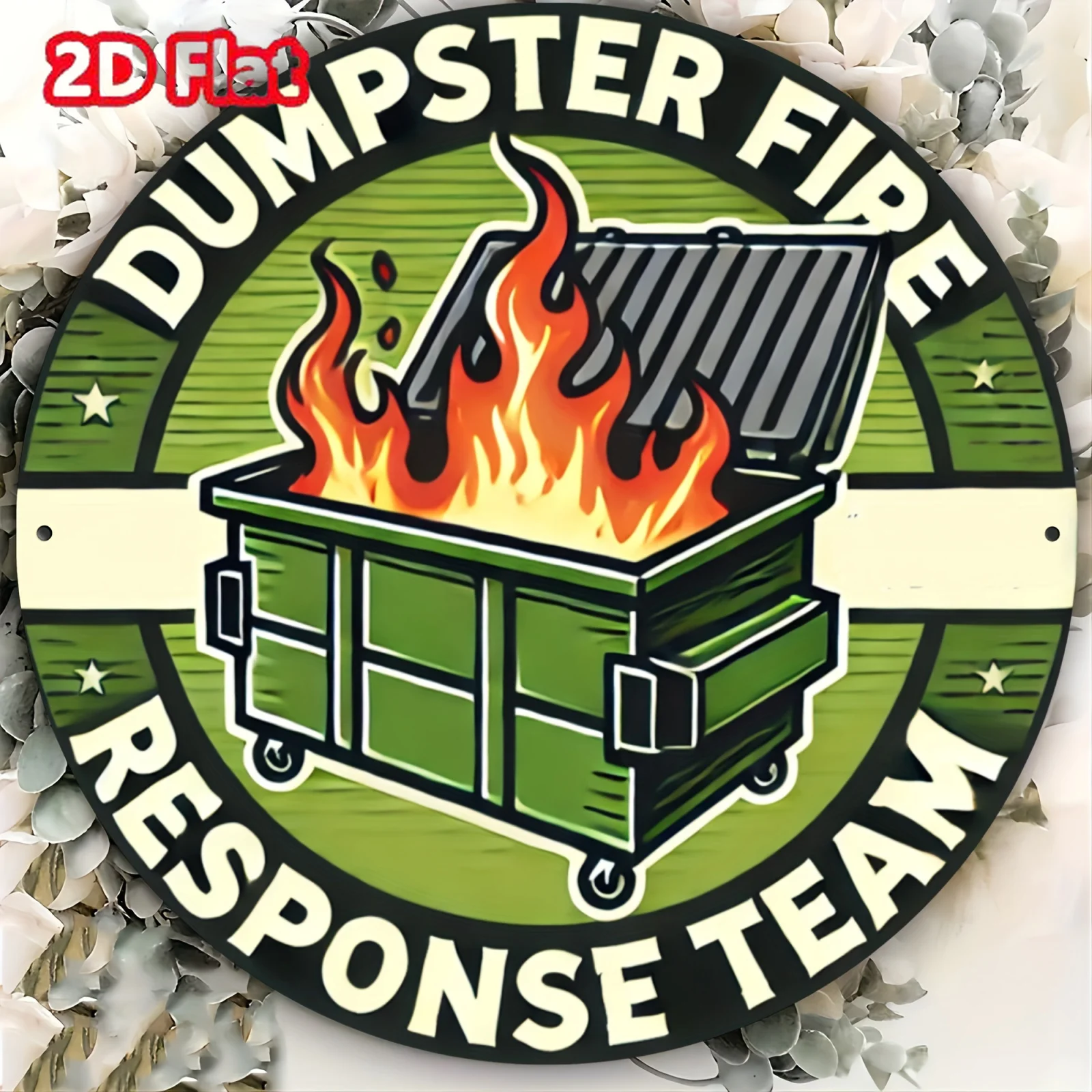 "فريق Dumpster Fire Response Team" لوحة فنية جدارية ذات طابع حيواني وخيالي، مثالية لديكور المزرعة والبار ورجل الإطفاء