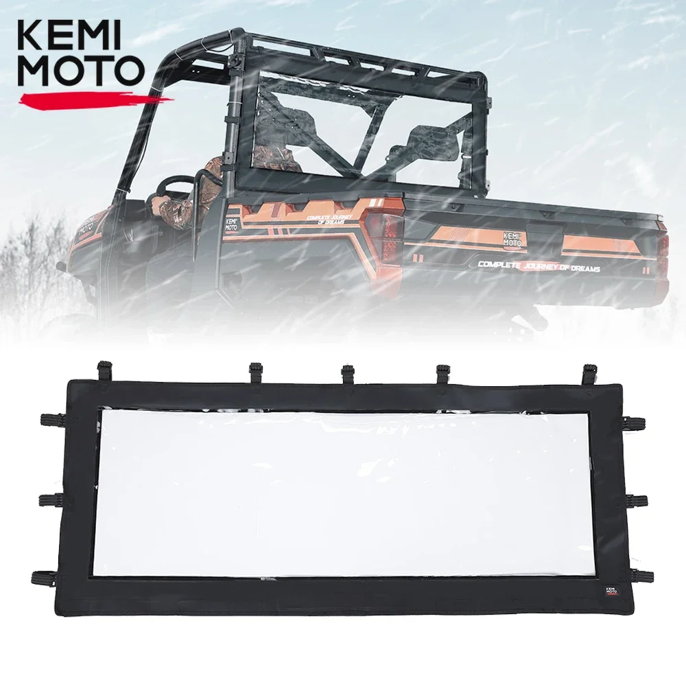 KEMIMOTO UTV Sunshade Soft Rear Window PVC Back Windshield Compatible with Polaris Ranger XP 1000 / XP 900 / 1000 2023-2024