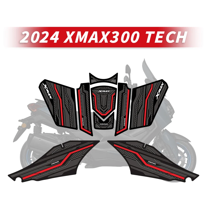 

Для YAMAHA XMAX 300 2024 лет мотоциклетные резиновые наклейки на топливный бак, комплекты украшений и защитных наклеек для велосипедных газовых колодок