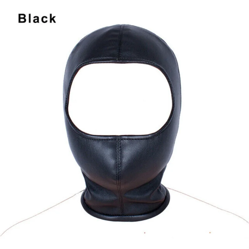 PU Leather Open Face Mask Hood BDSM Head Harness Mask Cosplay Party SM Bondage Headgear Slave Cosplay Couple Flirting Sex Toys