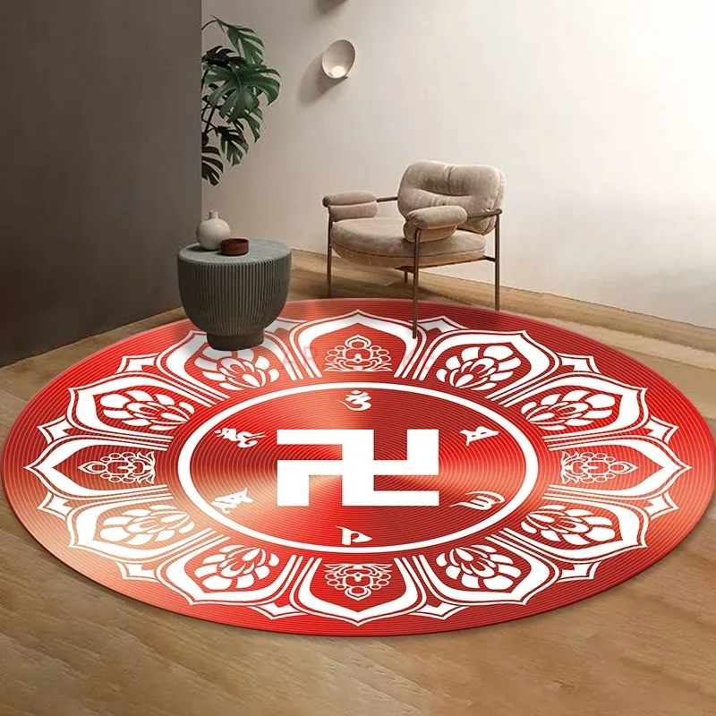 Six character mantra floor mat meditation mat energy yoga meditation mat circular anti slip mat