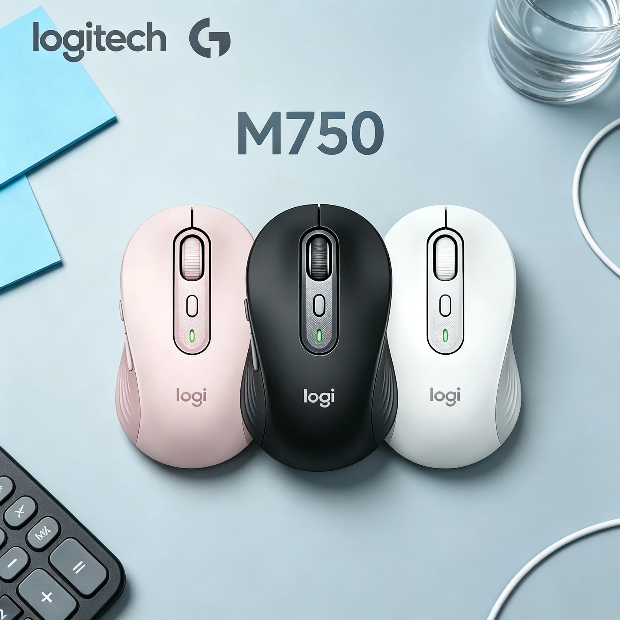 Logitech M750 Quiet Click Wireless Mouse Support Cross‑Device Control Comfort Palm‑Fitting Shell Mice for PC Notebook Office Use