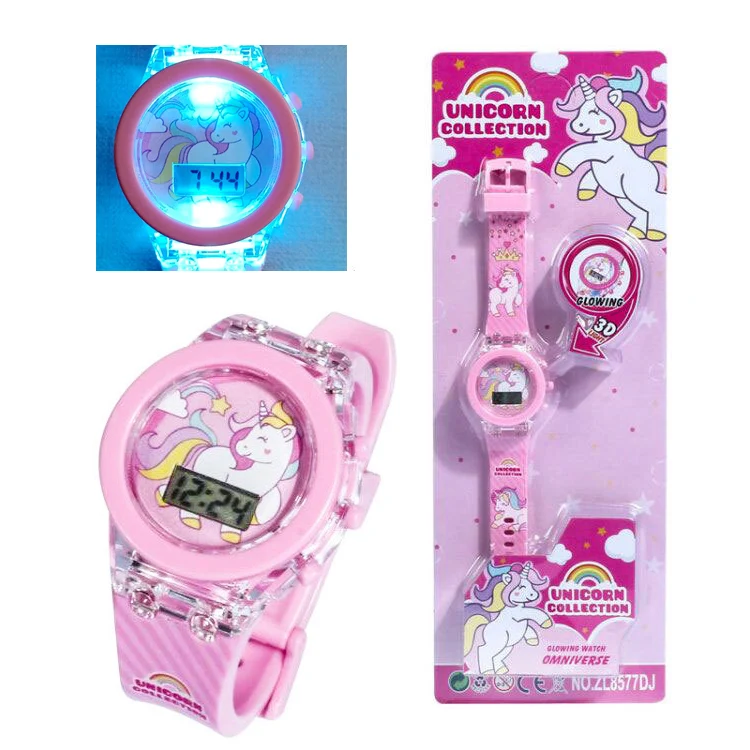 

Disney Unicorn Kids Children Watches Collection Digital Electronic Flash Glow Up Light Colourful Girls LED Clock Birthday Gifts