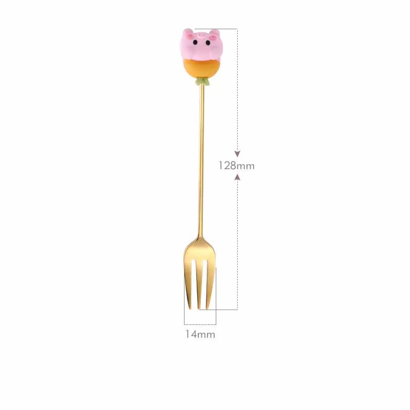 Cartoon Animal Fruit Fork Cute Afternoon Tea Dessert Cake Fruit Fork Creative 430 Stainless Steel Fruit Fork Kitchen Product