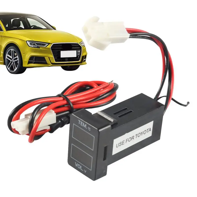 Auto Spanningsmeter Digitale Motor Temperatuurmeter Volt Meter Met Kabelboom Monitor Led Display Voltmeter Of Auto Vrachtwagens