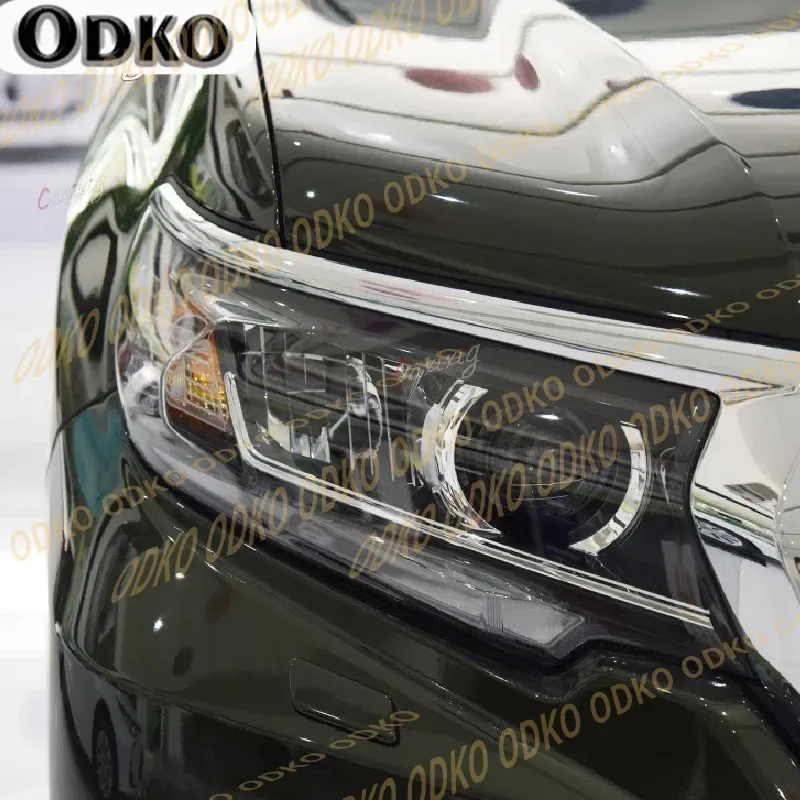

2Pcs Car Headlights Protection Tint Film Smoke Black Transparent Light TPU Sticker For Toyota Land Cruiser Prado 150 2017-2020
