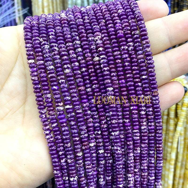 2x4mm Rondelle Natural Stone Onyx Turquoise Emerald Chalcedony Abacus Spacer Beads for Jewelry Making DIY Bracelets Accessories