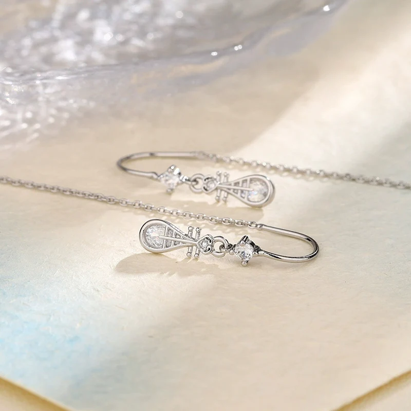 Chic Zircon Earstring Chinese Style Musical Instrument Long Tassel Earchain Retro Elegance 925 Silver Earrings For Women KOFSAC