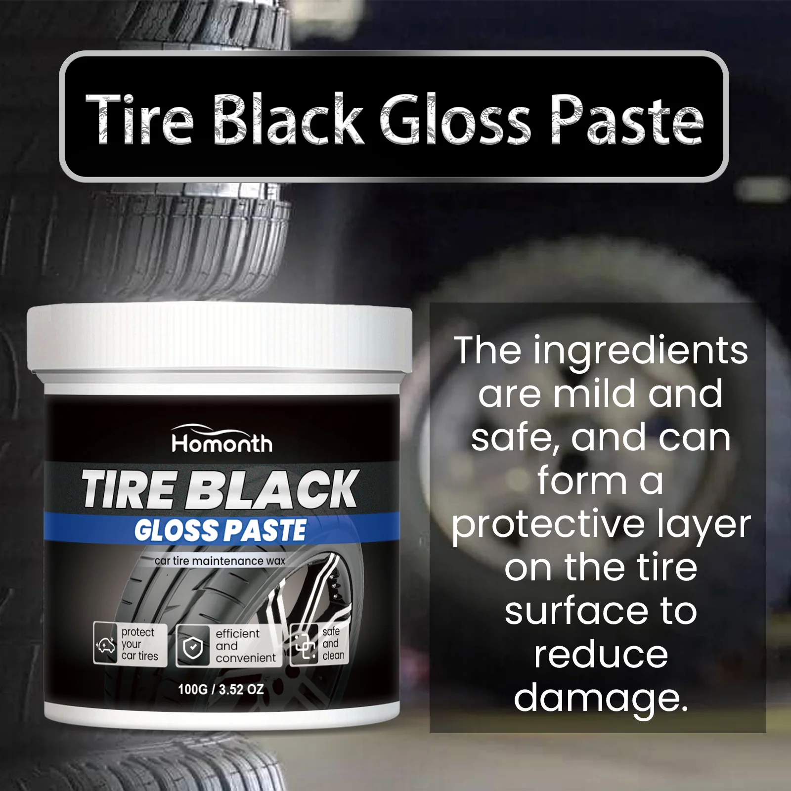 Car Tire Shine Wax Durable Anti-Aging Gloss Enhancer Tire Repair Renews Maintenance Prevent Cracking Tires Blackening Care Agent