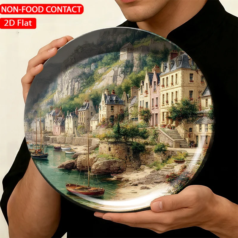 1pc FORJN Ceramic Decorative Plate - Round Suitable for Decoration in Kitchen, Living Room, Bedroom, Dining Table & Office,
