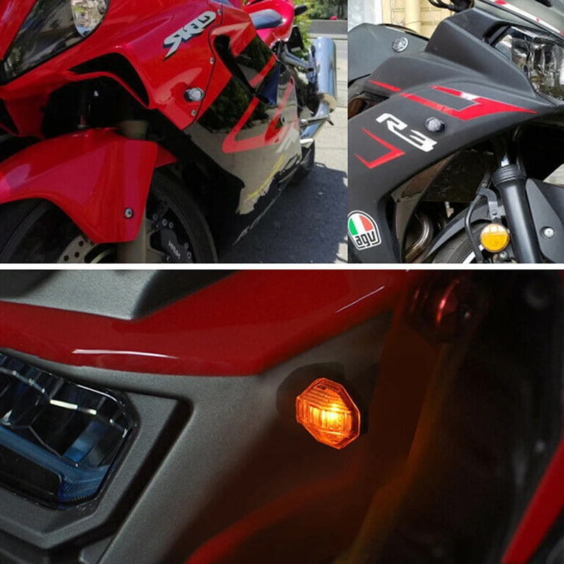 2x Universal Motorcycle 1LED Amber Turn Signal Indicators Blinker Lights Waterproof Super Bright