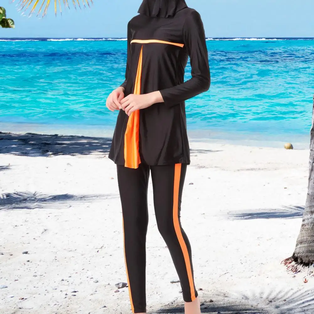 Modest Swimsuits For Women Islamic Two Piece Fully Covered Swimwear Long-Sleeved Swimming Top And Pants Set Muslim Burkinis