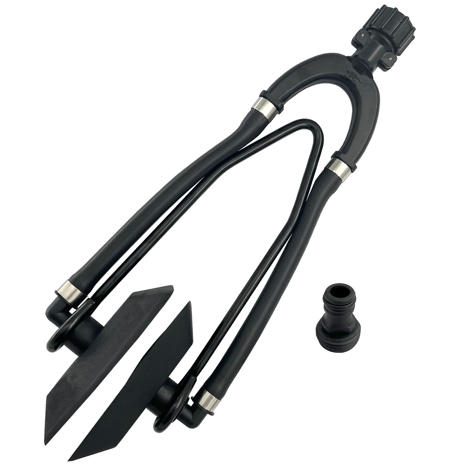 Universal Outboard Motor Flusher, Marine Grade Rubber Muffs, PVC Coated Bracket Dual Flow Rectangular