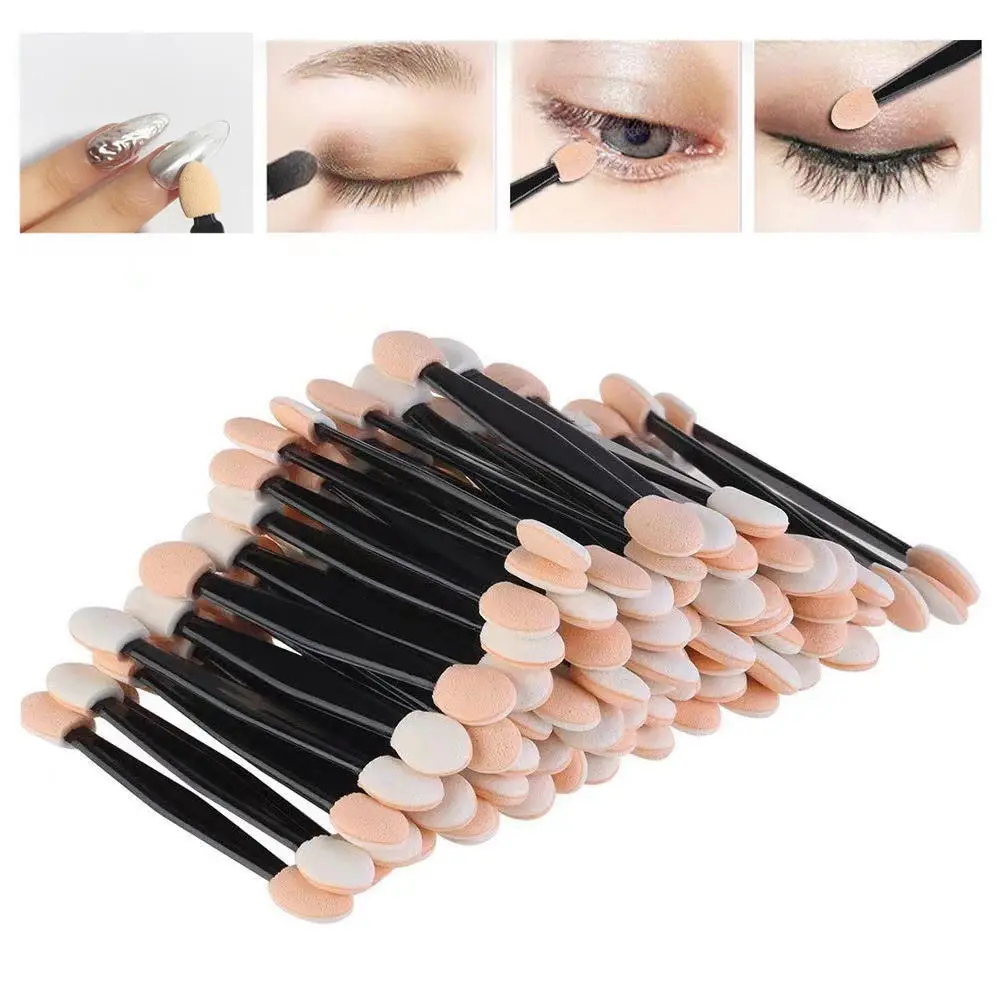 10/50/100/200Pcs Double Ended Sponge Nail Art Powder Brush Chrome Nail Powder Applicator Sponge Sticks Eyeshadow Makeup Brush Ma