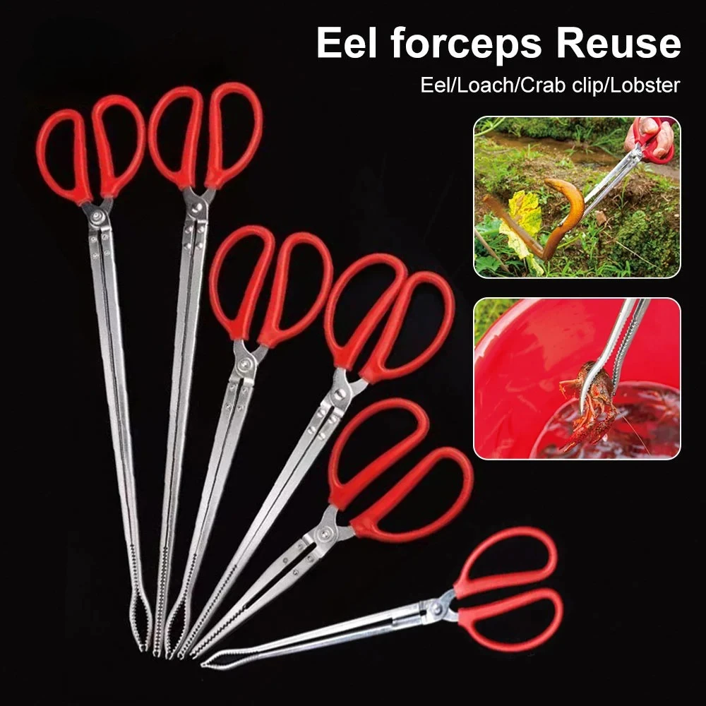38/52cm Garbage Tongs Crab Catcher Loach Pliers Anti Slip Tool Long Fish Catcher Professional Outdoor Magic Fishing Gear