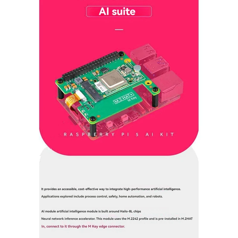 A10G-For Raspberry Pi 5 AI Kit M.2 HAT+ Hailo Al 13T Pcle Gen3 Artificial Intelligence Kit For Linux Windows