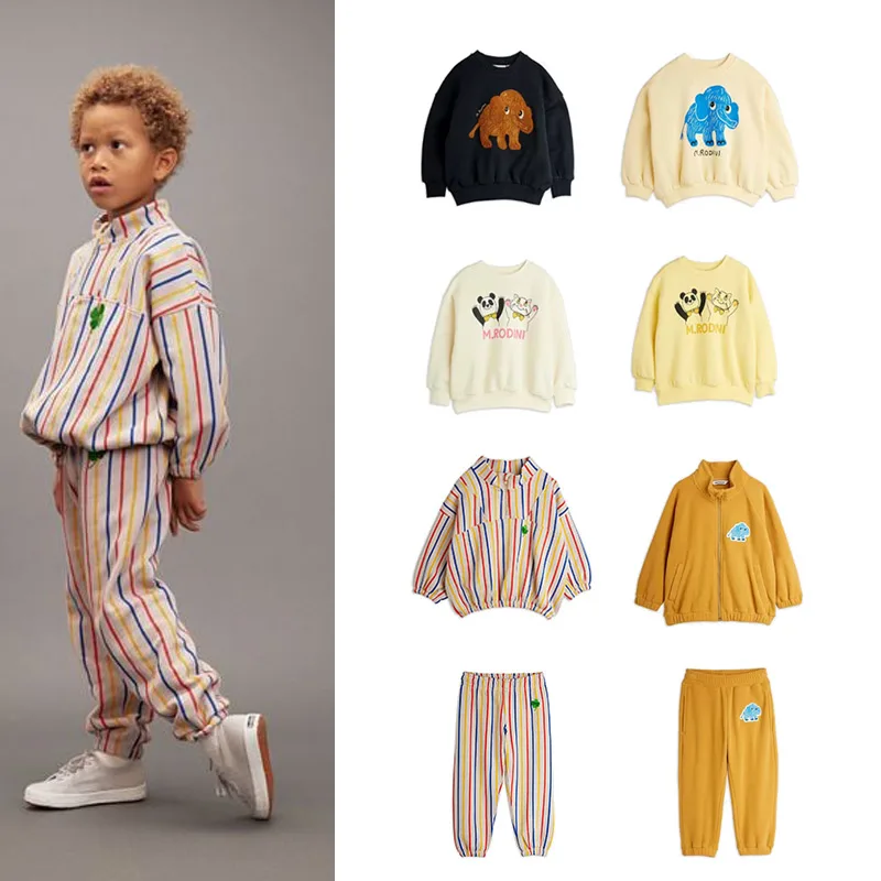 Kids Clothes Set 2026 Autumn Winter MR Rodini Boys Girls Sweatshirt Pants Ins Baby Cotton Sports Top Trousers Children T Shirt
