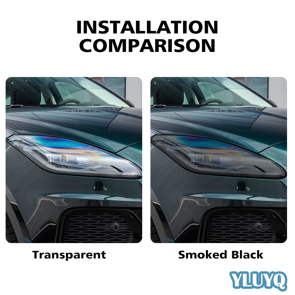 For Jaguar E-PACE F-PACE I-PACE F-TYPE Smoke Black High-Gloss Pre-Cut Headlight Protection Film TPU PPF Accessory