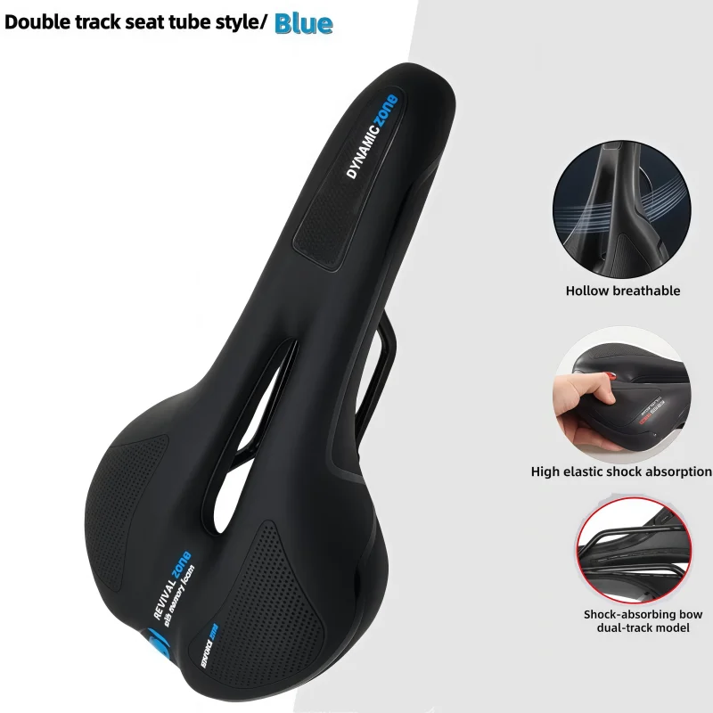 Comfortabel fietszadel voor dames en heren, dubbel schokabsorberend kogelgeheugenschuim, waterdicht, breed fietszadel, geschikt voor veel fietsen
