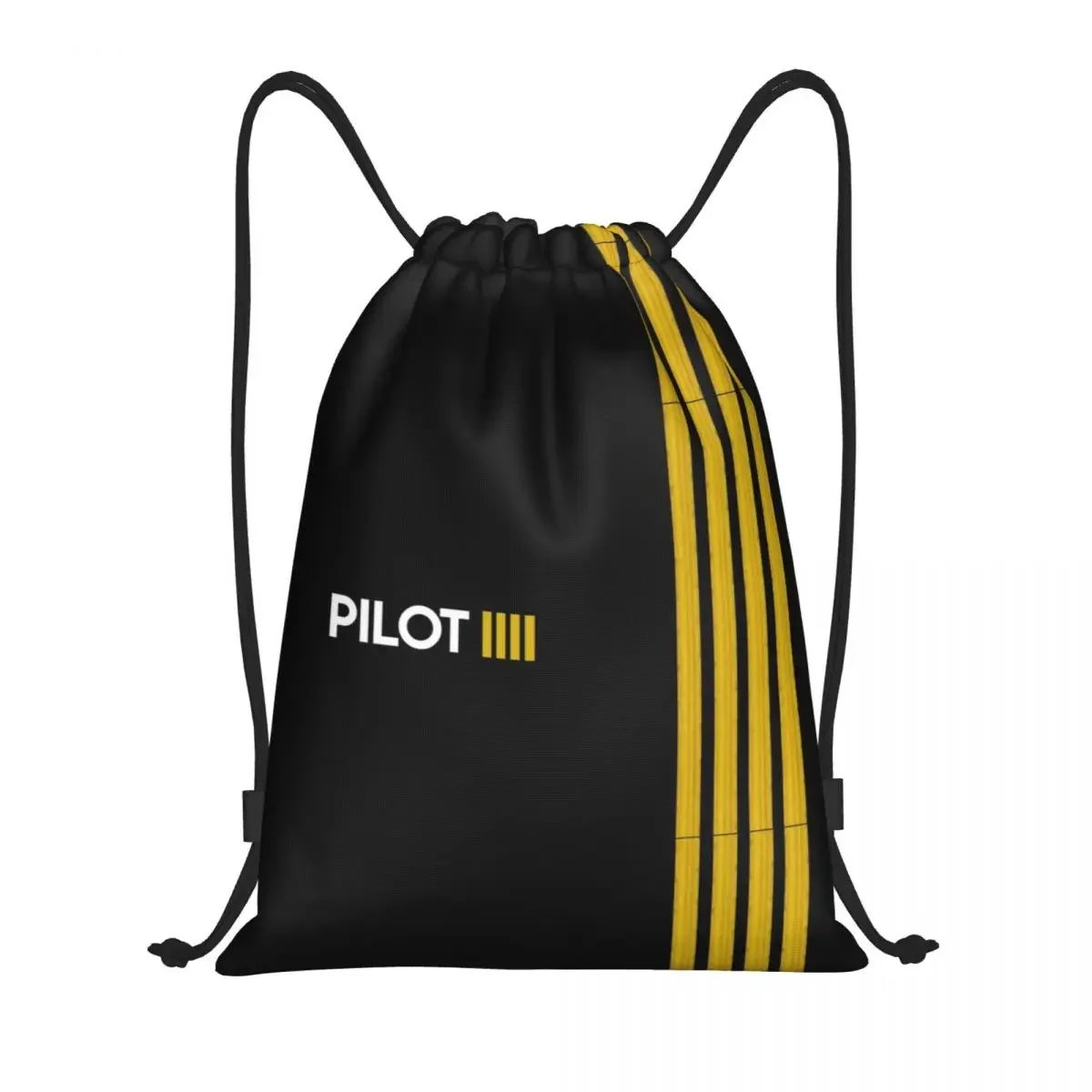 Pilot Captain Stripes Drawstring Backpack Women Men Gym Sport Sackpack Portable Aviation Airplane Aviator Training Bag Sack