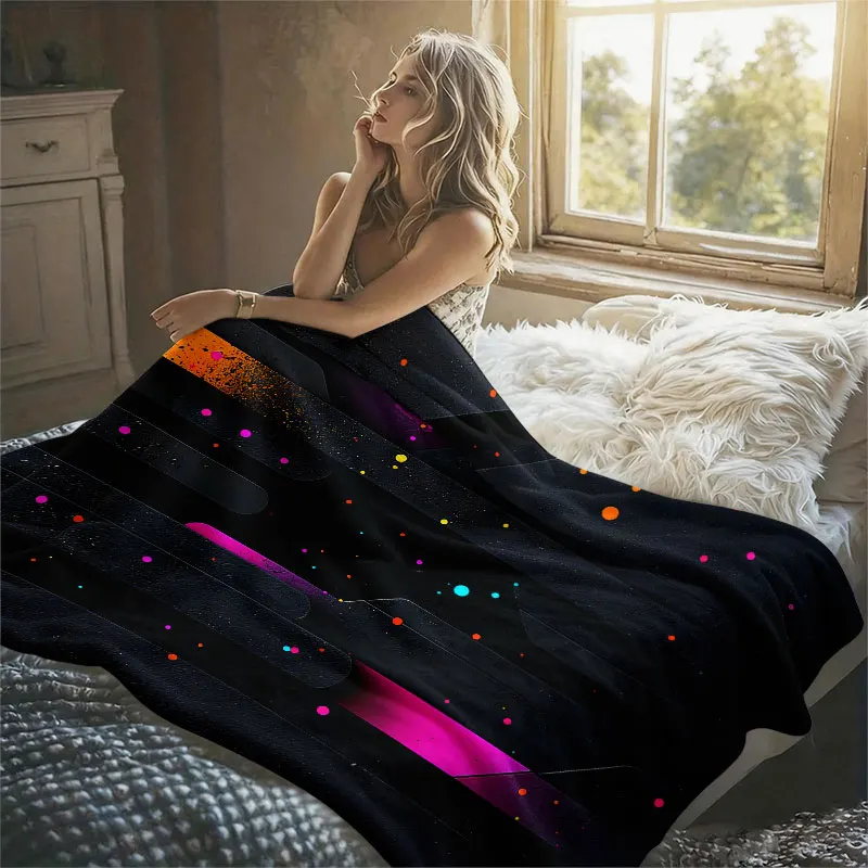 Geometric Color Slices Flannel Blanket Warm Soft Halloween Christmas Decorative Couch Warm Cozy All-Season Gift