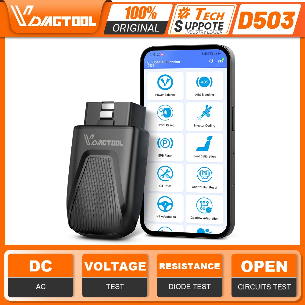 VDIAGTOOL D503 For BMW Automotive Scanner Bidirectional Scan Tool 27+ Resets All Functions Lifetime Free Update Diagnostic Tool