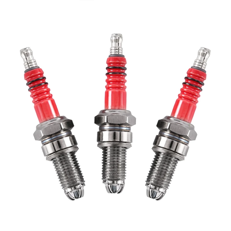 3Pcs D8TC 3 Electrode Spark Plug, Racing Spark Plug With 3 Electrode For CG 125 150 200Cc CF250 Motorcycle Scooter ATV Quads