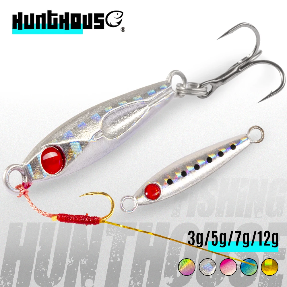 Plantilla de Metal HuntHouse, Micro plantilla, señuelo de pesca de caída lenta, 27mm, 3g, señuelos de Jigging, anzuelo de origen Biat para Aji Fish Jack Eye Finder LW809