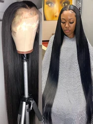 Peluca de cabello humano liso para mujer, postizo de encaje Frontal de hueso brasileño 300%, 13x6, Hd, sin pegamento, 100% cabello humano, 30 y 36 pulgadas