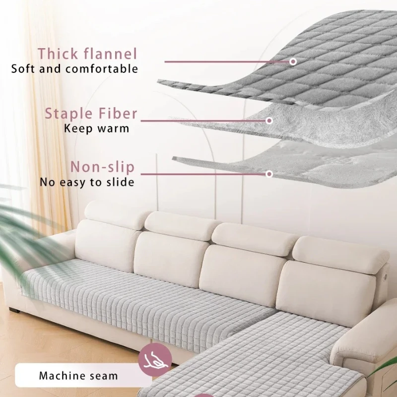 L-shaped Corner Flannel Sofa Cover Universal Living Room Sofa Cover