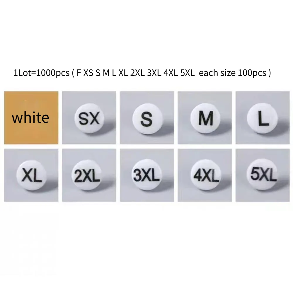 1000PCS/lot Clothes Collar Pocket Hat Edge Size Markers Button Clip Sizer Buckle Strap XS S M L XL 2XL 3XL 4XL 5XL F