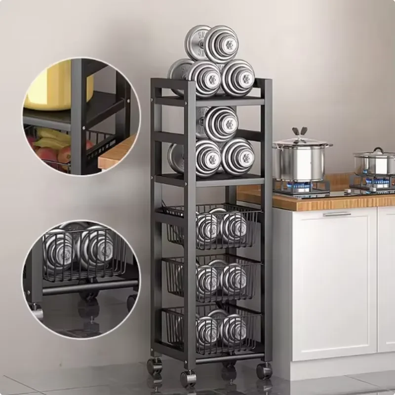 Multi Tier Narrow Gap Kitchen Storage Rack Removable Microwave Stand Vegetable Organizer Shelf Space Saving Solution