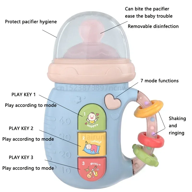 Baby Rattle Musical Feeding Bottle Pacifier Newborn Soft Teether Rattles Educational Toy Mobile Rattles Toys 0-12M Baby Gifts