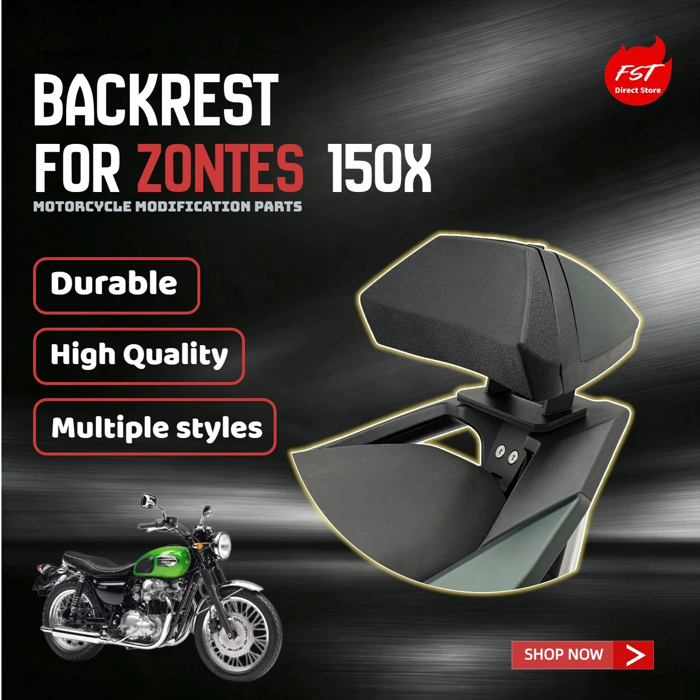 For ZONTES 150X Aluminum Rear Backrest Storage Cushion Mod Parts