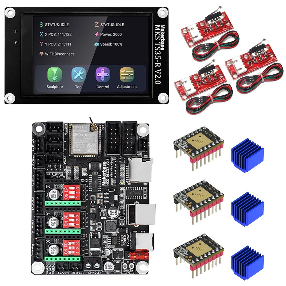 Makerbase-placa base MKS DLC32 V2.1, controlador sin conexión, placa base de 32 bits, ESP32, WIFI, pantalla TS24/TS35 para grabador láser CNC