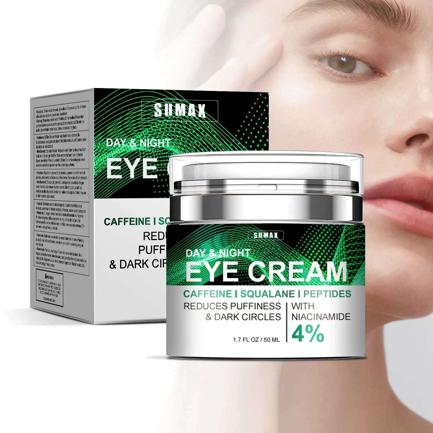 SUMAX Day & Night Press Type Eye Cream 50ml In Stock - Caffeine Squalane Peptides Niacinamide Reduce Puffiness Dark Circles Dimi