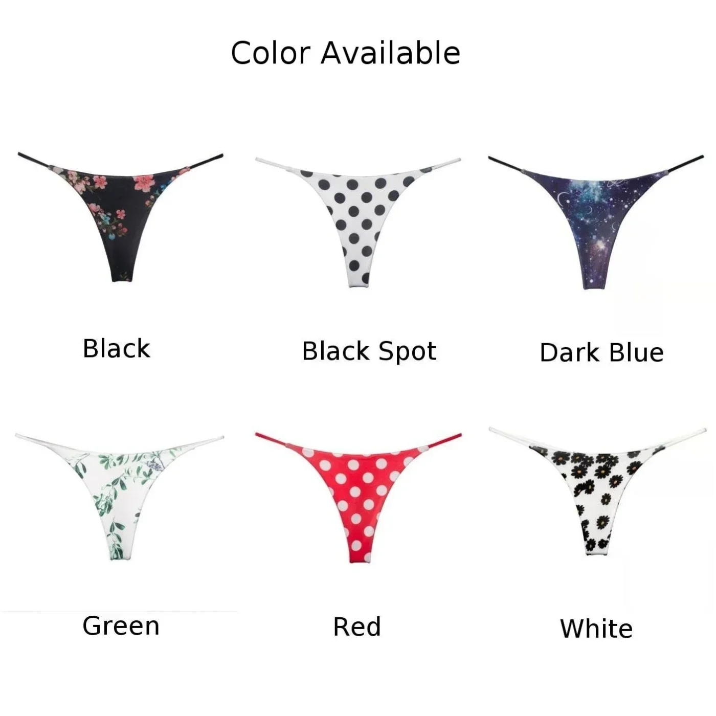 Thongs Knickers Panties Men Underwear Lingerie for Women Sexy G String Bikini Thong Panties in Soft Polyester Fabric